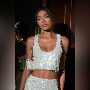 Meshki White Sequin Mini Dress